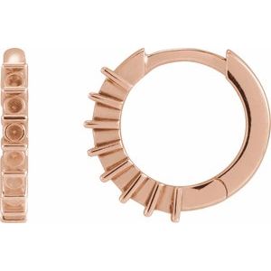 14K Rose Gold Accented Channel-Set 10.7 mm Hinged Hoop Earring