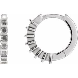 Sterling Silver Accented Channel-Set 15 mm Hinged Hoop Earring