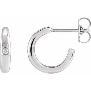 Platinum .03 CTW Natural Diamond 12 mm Hoop Earrings