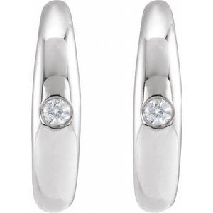 Sterling Silver .03 CTW Natural Diamond 12 mm Hoop Earrings – image 2