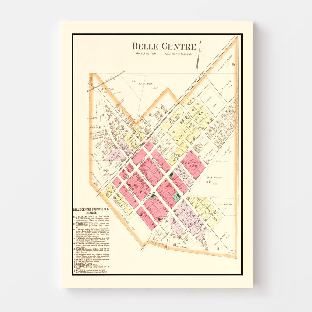 Vintage Map of Belle Centre, Ohio 1890
