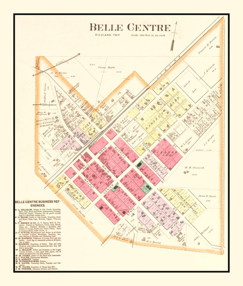 Vintage Map of Belle Centre, Ohio 1890