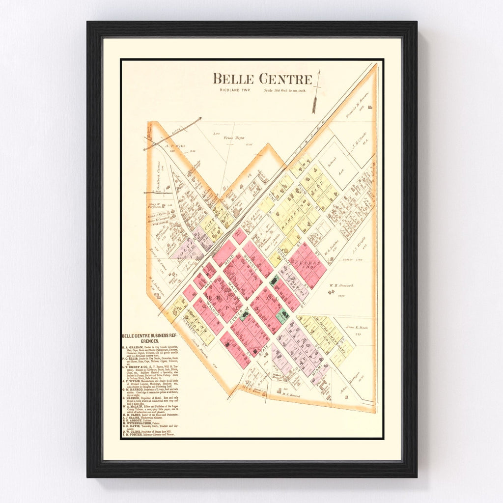 Vintage Map of Belle Centre, Ohio 1890