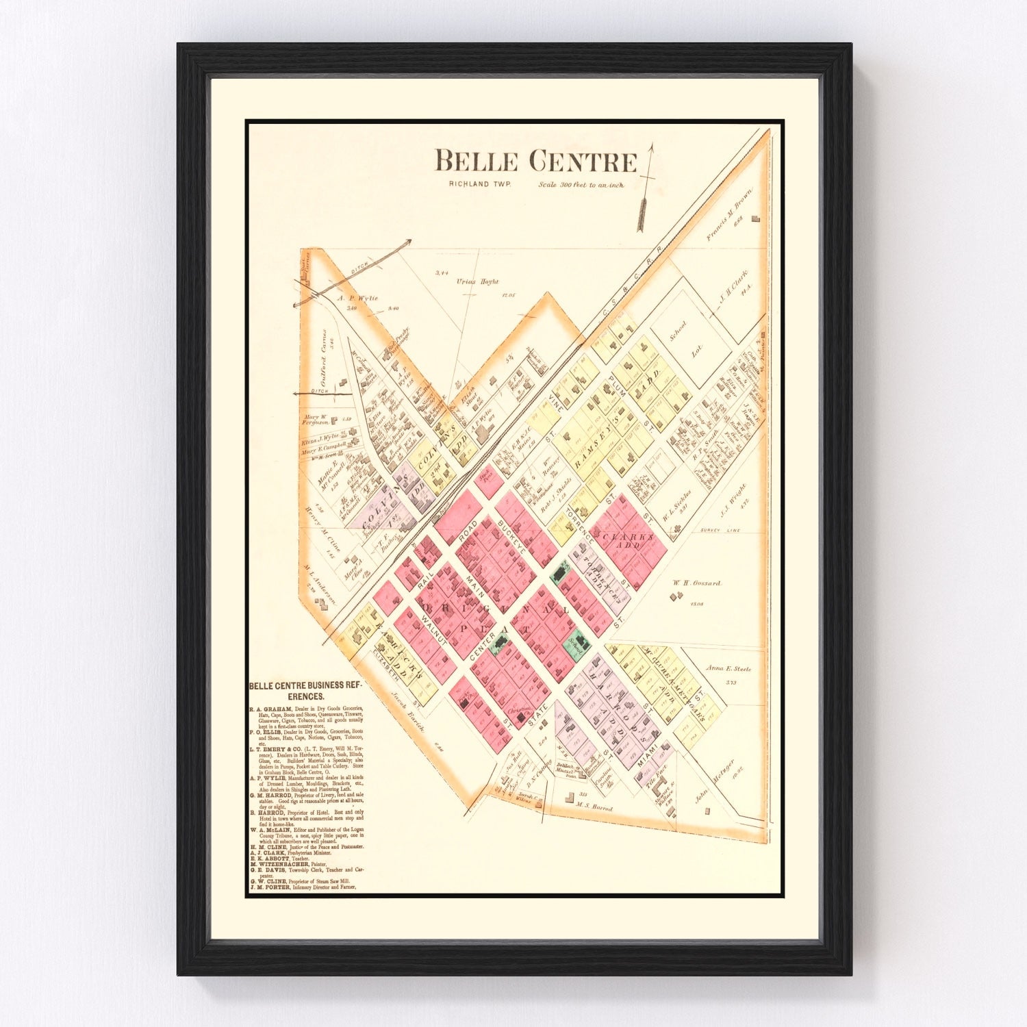 Vintage Map of Belle Centre, Ohio 1890