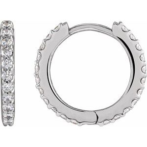 14K White Gold 1/5 CTW Natural Diamond 13.64 mm Hoop Earring