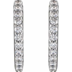 14K White Gold 1/2 CTW Lab-Grown Diamond 13.64 mm Hoop Earrings – image 2