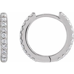14K White Gold 1/3 CTW Lab-Grown Diamond 12.6 mm Hoop Earrings