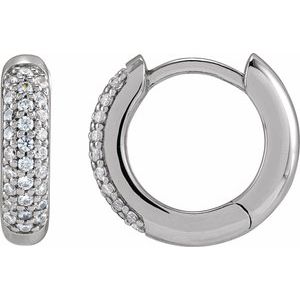 14K White Gold 1/4 CTW Lab-Grown Diamond 12 mm Hinged Hoop Earrings