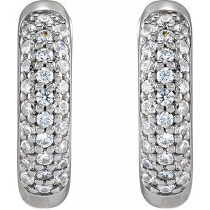 14K White Gold 1/4 CTW Lab-Grown Diamond 12 mm Hinged Hoop Earrings