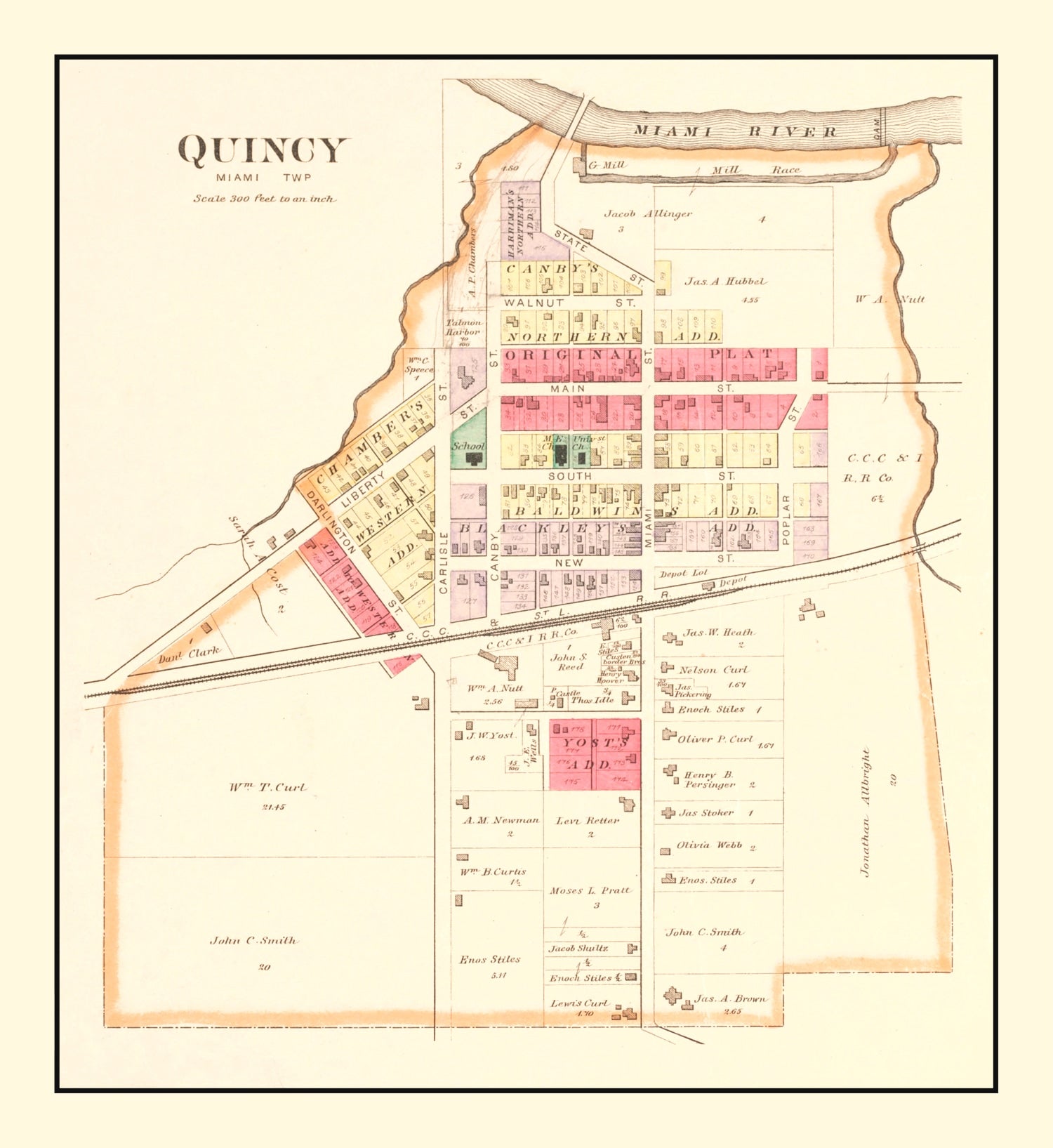 Vintage Map of Quincy, Ohio 1890