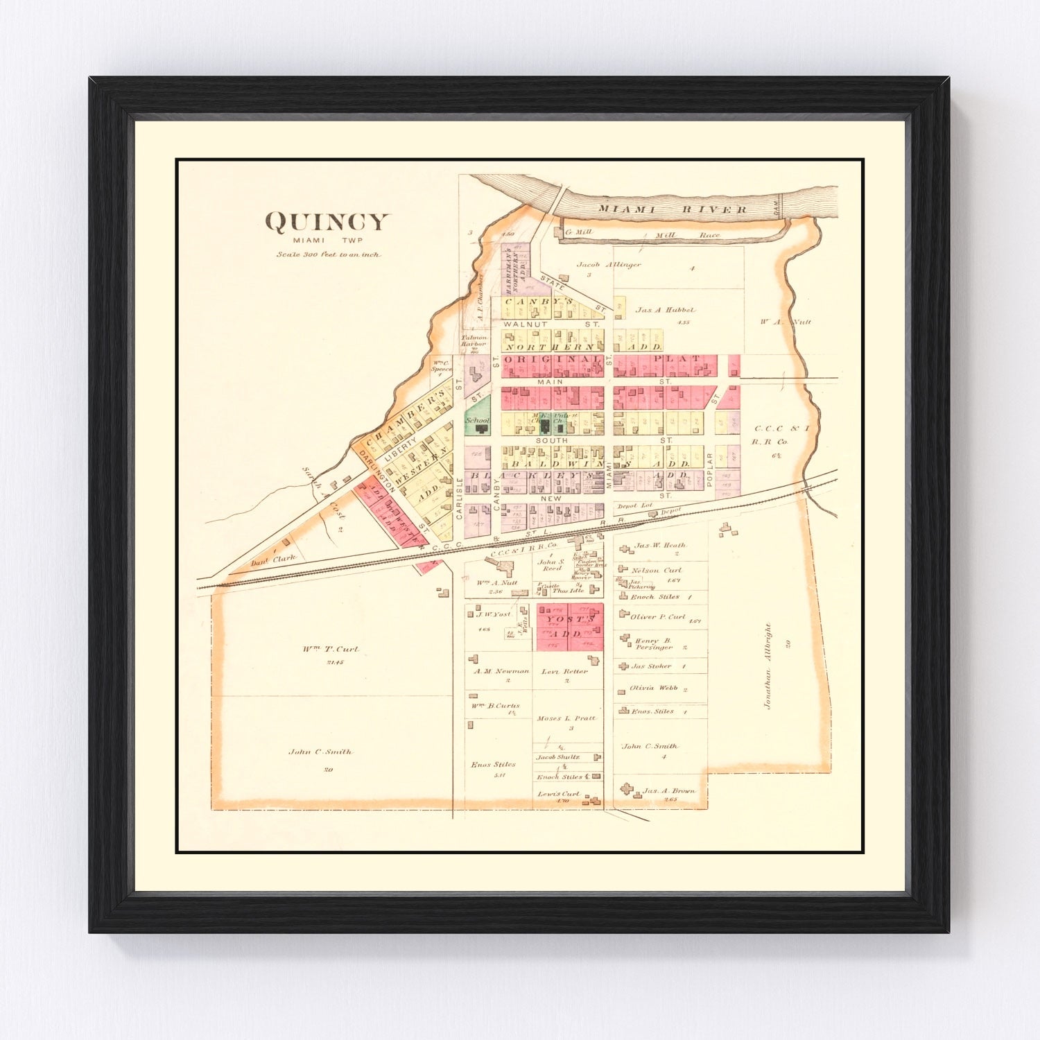 Vintage Map of Quincy, Ohio 1890