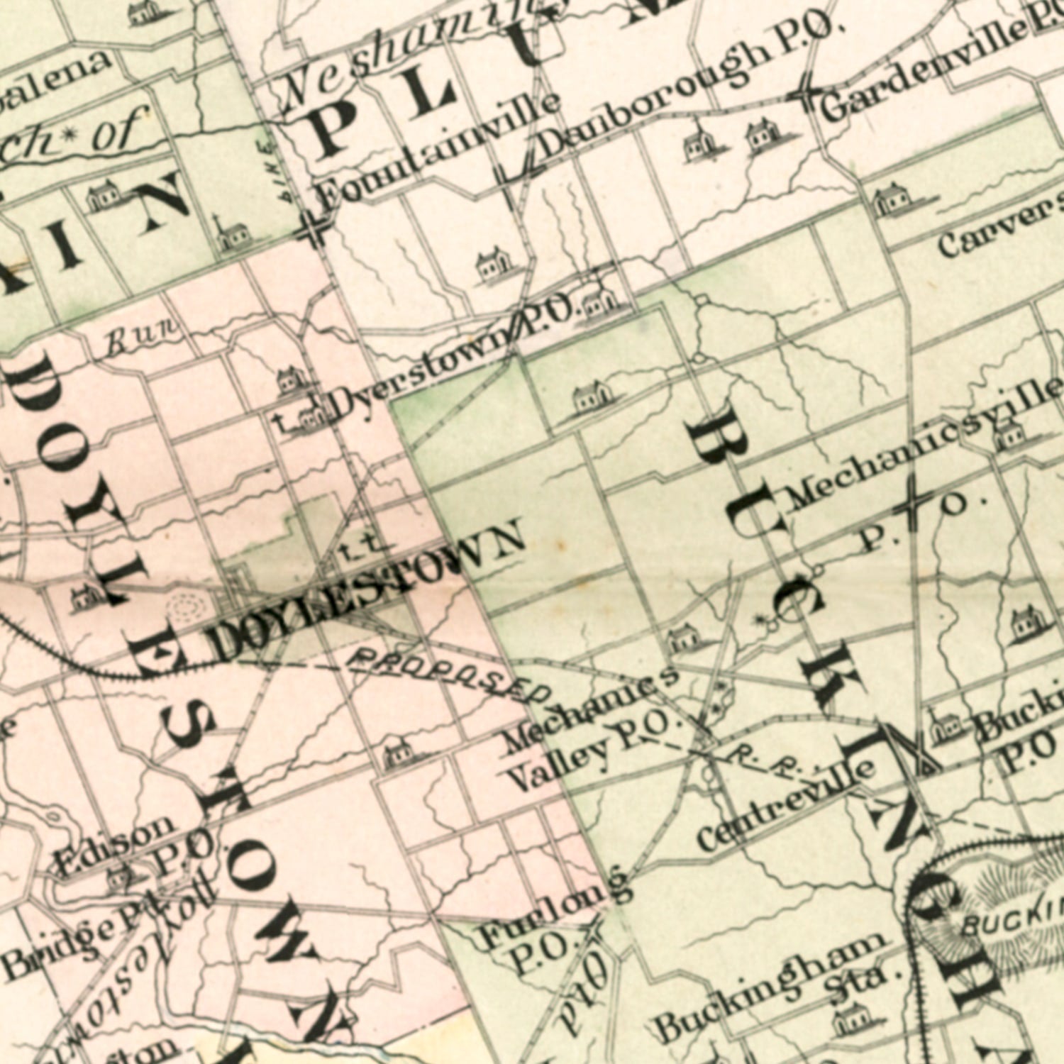 Vintage Map of Bucks County, Pennsylvania 1891