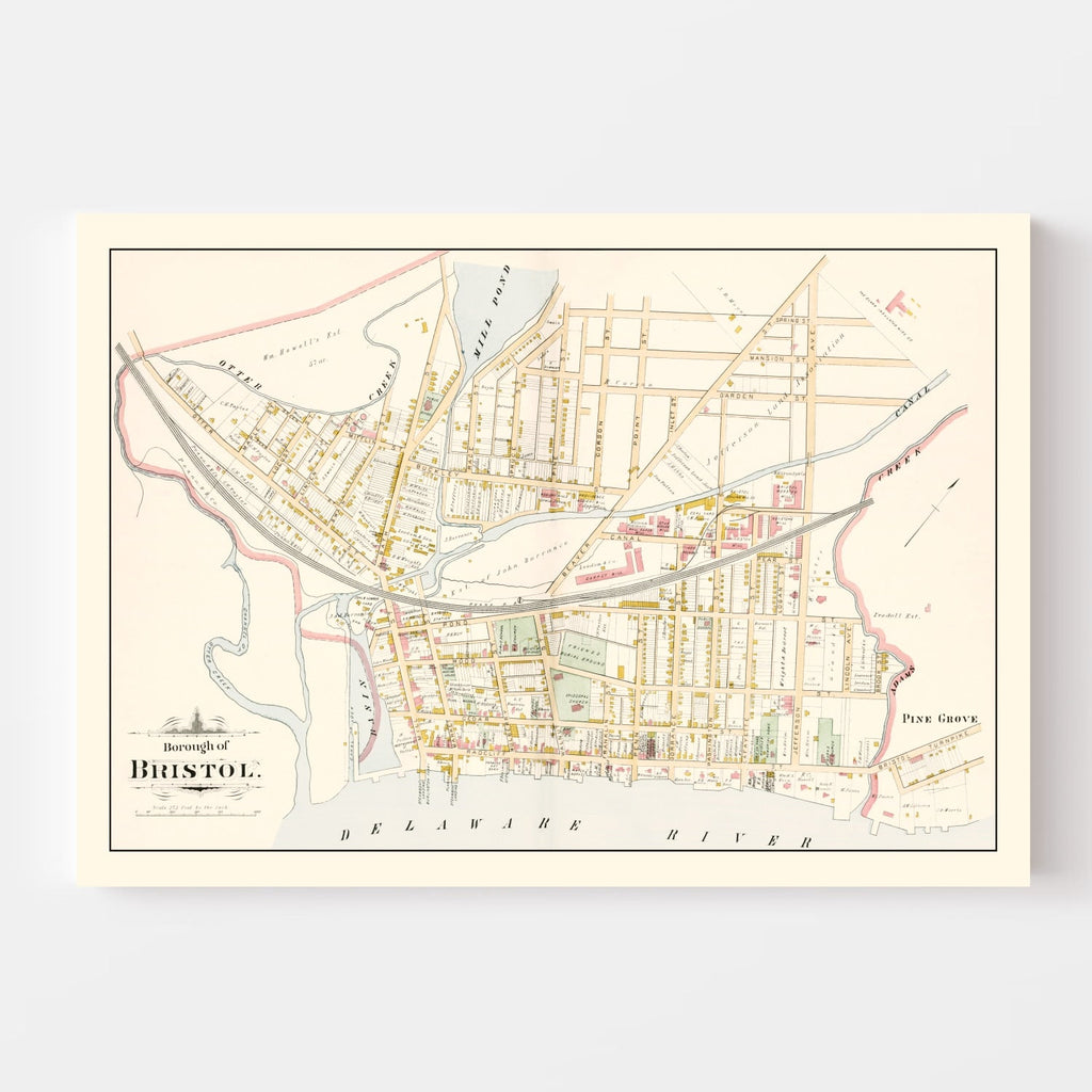 Vintage Map of Bristol, Pennsylvania 1891