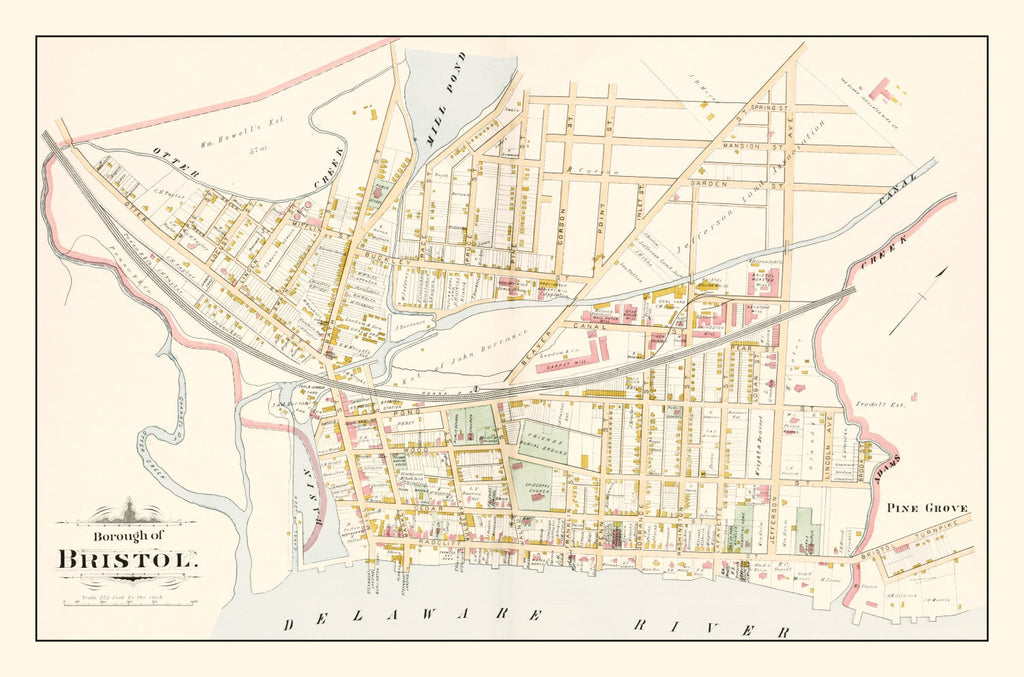Vintage Map of Bristol, Pennsylvania 1891