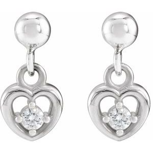Sterling Silver .06 CTW Natural Diamond Heart Earrings – image 2