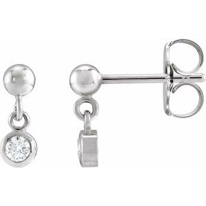 Sterling Silver Natural White Sapphire Bezel-Set Earrings