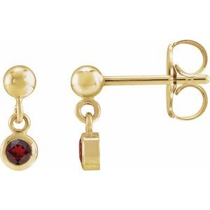 14K Yellow Gold Natural Mozambique Garnet Bezel-Set Earrings