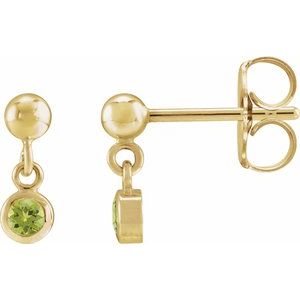 14K Yellow Gold Natural Peridot Bezel-Set Earrings