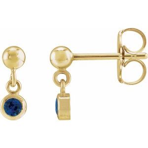 14K Yellow Gold Lab-Grown Blue Sapphire Bezel-Set Earrings