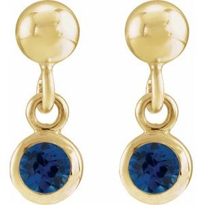 14K Yellow Gold Lab-Grown Blue Sapphire Bezel-Set Earrings – image 2