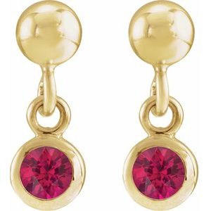 14K Yellow Gold Natural Ruby Bezel-Set Earrings – image 2