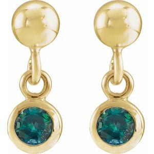 14K Yellow Gold Lab-Grown Alexandrite Bezel-Set Earrings – image 2