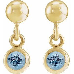 14K Yellow Gold Natural Aquamarine Bezel-Set Earrings – image 2