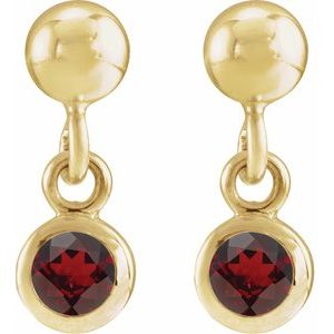 14K Yellow Gold Natural Mozambique Garnet Bezel-Set Earrings – image 2