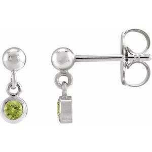 Sterling Silver Natural Peridot Bezel-Set Earrings