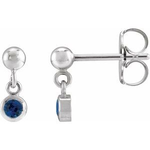 Sterling Silver Lab-Grown Blue Sapphire Bezel-Set Earrings