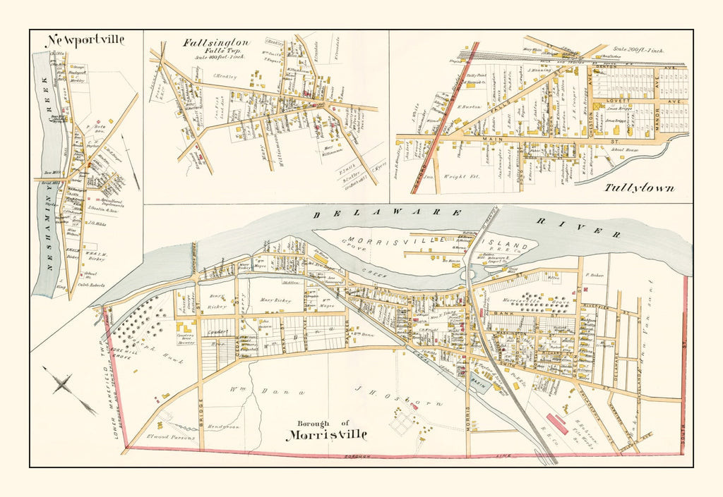 Vintage Map of Morrisville, Pennsylvania 1891