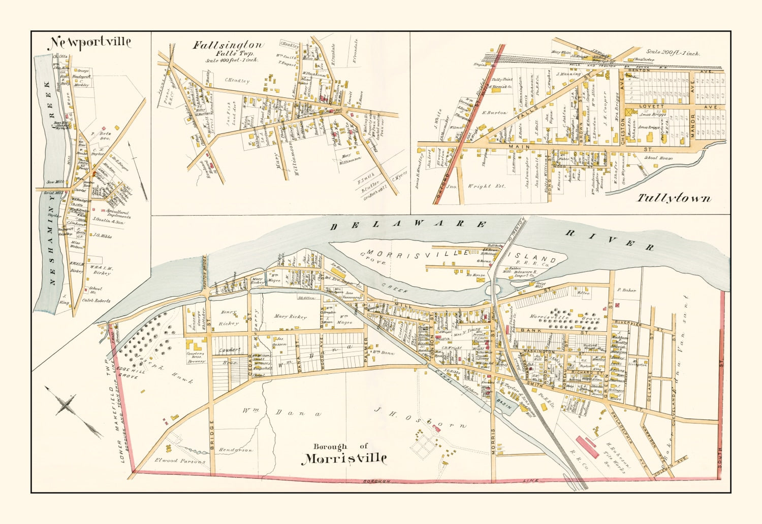 Vintage Map of Morrisville, Pennsylvania 1891