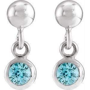 Sterling Silver Natural Blue Zircon Bezel-Set Earrings – image 2