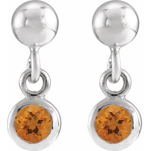 Sterling Silver Natural Citrine Bezel-Set Earrings – image 2