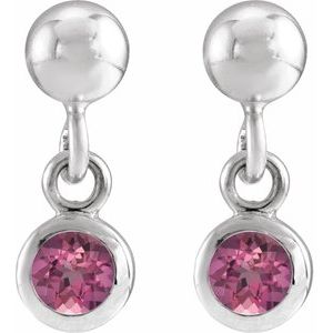 Sterling Silver Natural Pink Tourmaline Bezel-Set Earrings – image 2