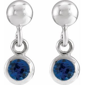 Sterling Silver Lab-Grown Blue Sapphire Bezel-Set Earrings – image 2