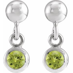 Sterling Silver Natural Peridot Bezel-Set Earrings – image 2