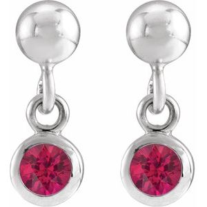Sterling Silver Natural Ruby Bezel-Set Earrings – image 2