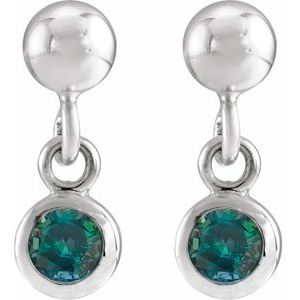 Sterling Silver Lab-Grown Alexandrite Bezel-Set Earrings – image 2