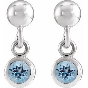 Sterling Silver Natural Aquamarine Bezel-Set Earrings – image 2