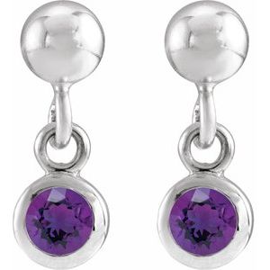 Sterling Silver Natural Amethyst Bezel-Set Earrings – image 2