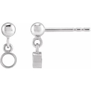 Sterling Silver 3 mm Round Bezel-Set Earring Mounting