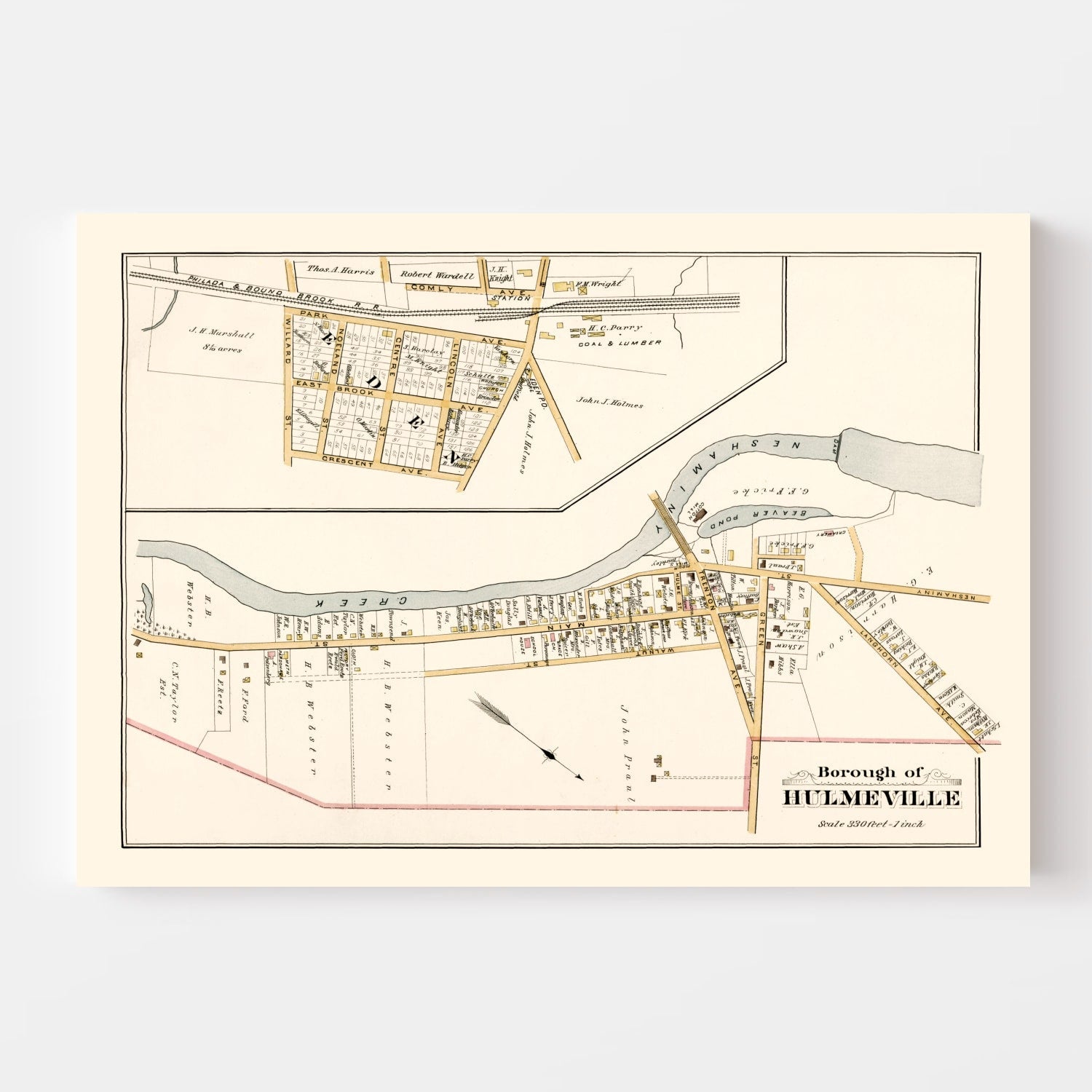 Vintage Map of Hulmeville, Pennsylvania 1891