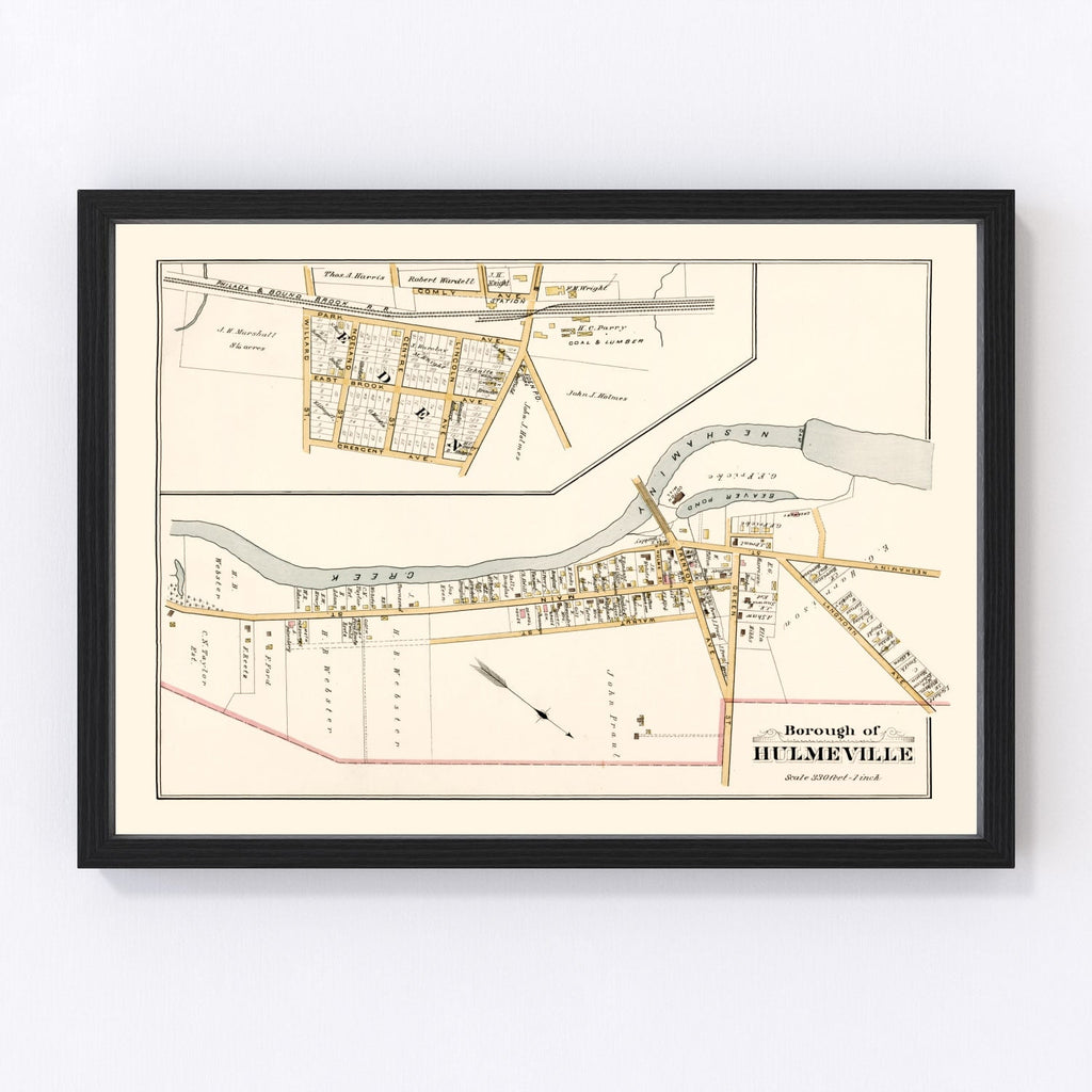 Vintage Map of Hulmeville, Pennsylvania 1891