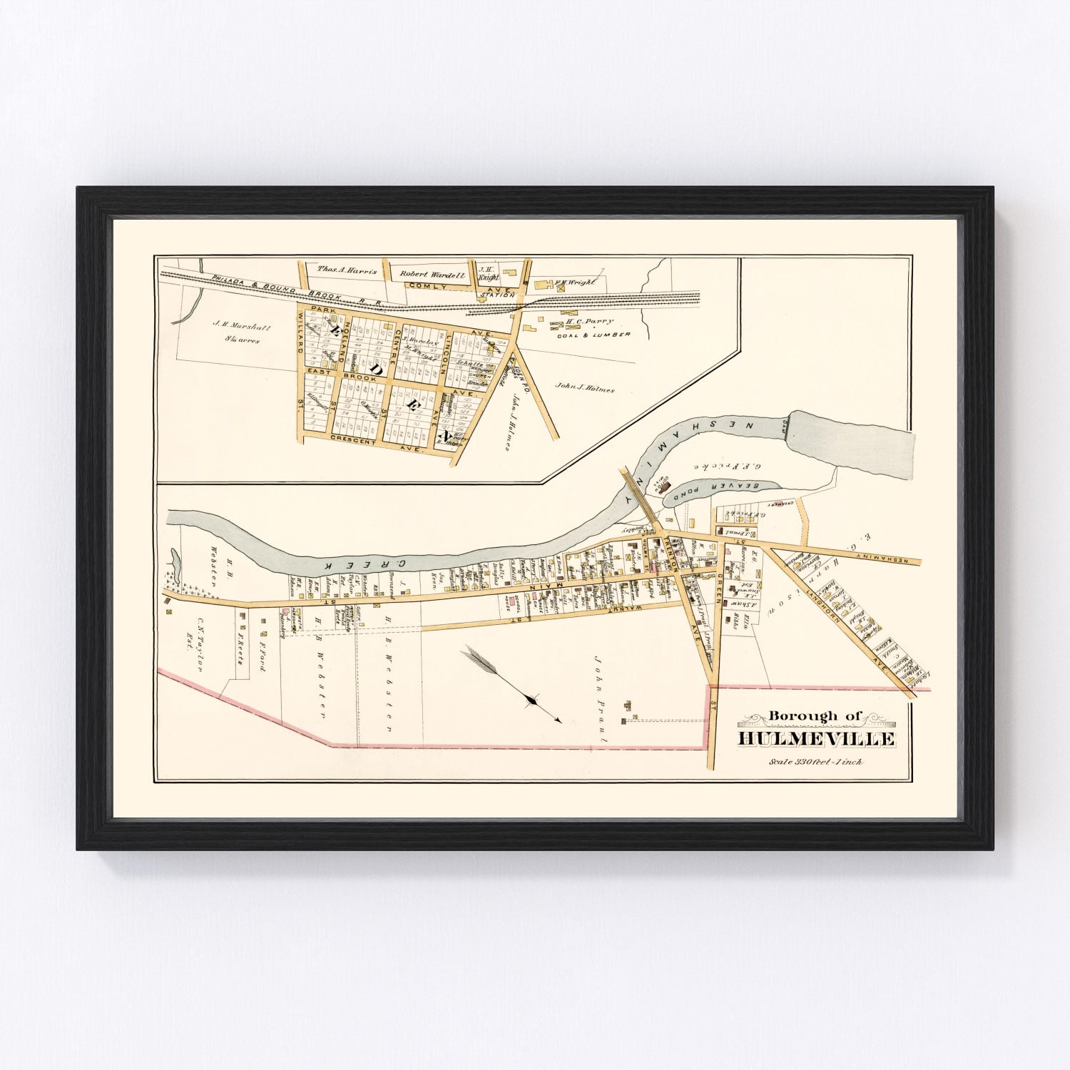 Vintage Map of Hulmeville, Pennsylvania 1891