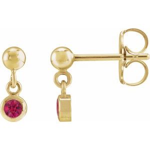 14K Yellow Gold Natural Ruby Bezel-Set Earrings