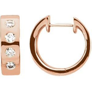 14K Rose Gold 1/6 CTW Natural Diamond 15.2 mm Hoop Earrings