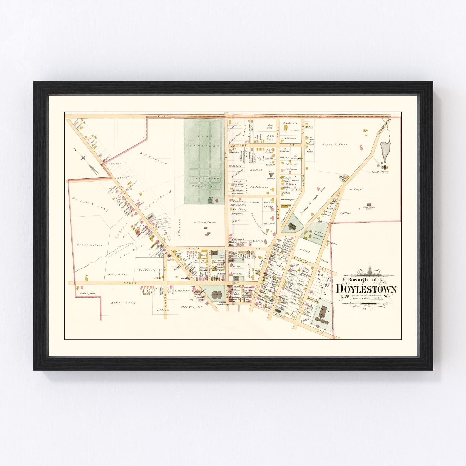Vintage Map of Doylestown, Pennsylvania 1891