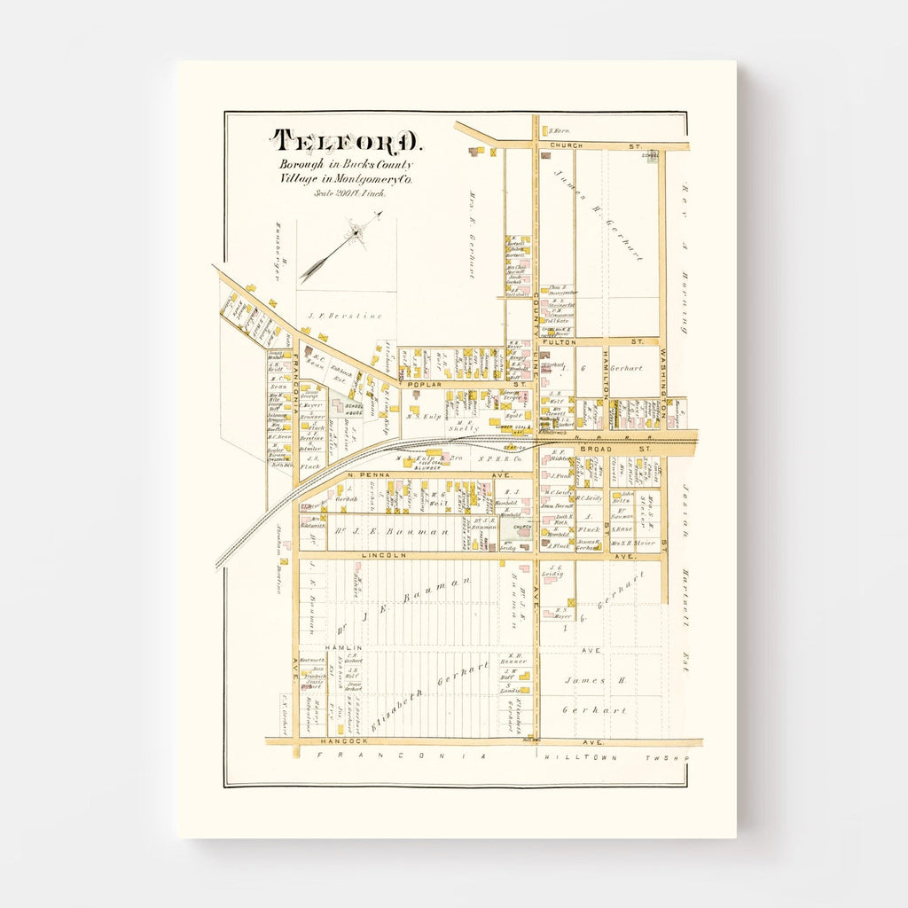 Vintage Map of Telford, Pennsylvania 1891