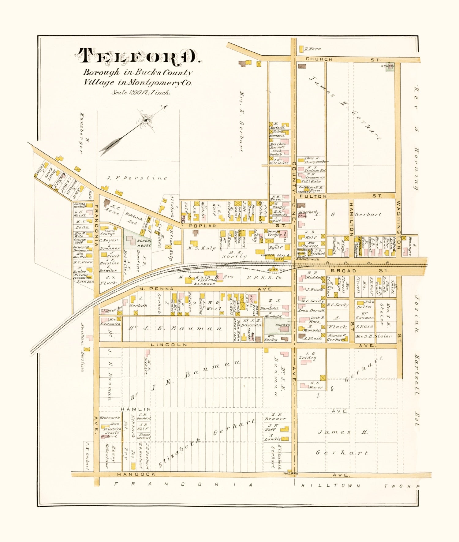 Vintage Map of Telford, Pennsylvania 1891